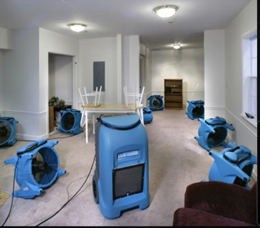 Air movers and dehumidifier setup for Water Damage Restoration in Fort Wright